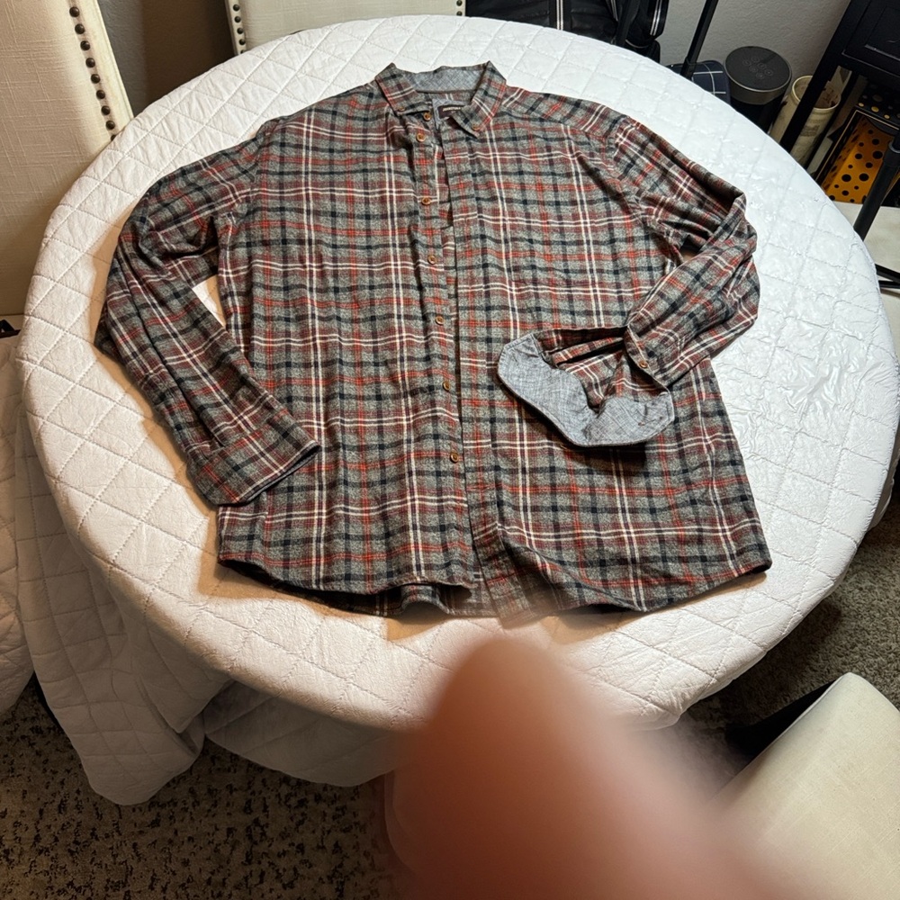 Johnston & Murphy Men's Casual Plaid Shirt - Black and Red